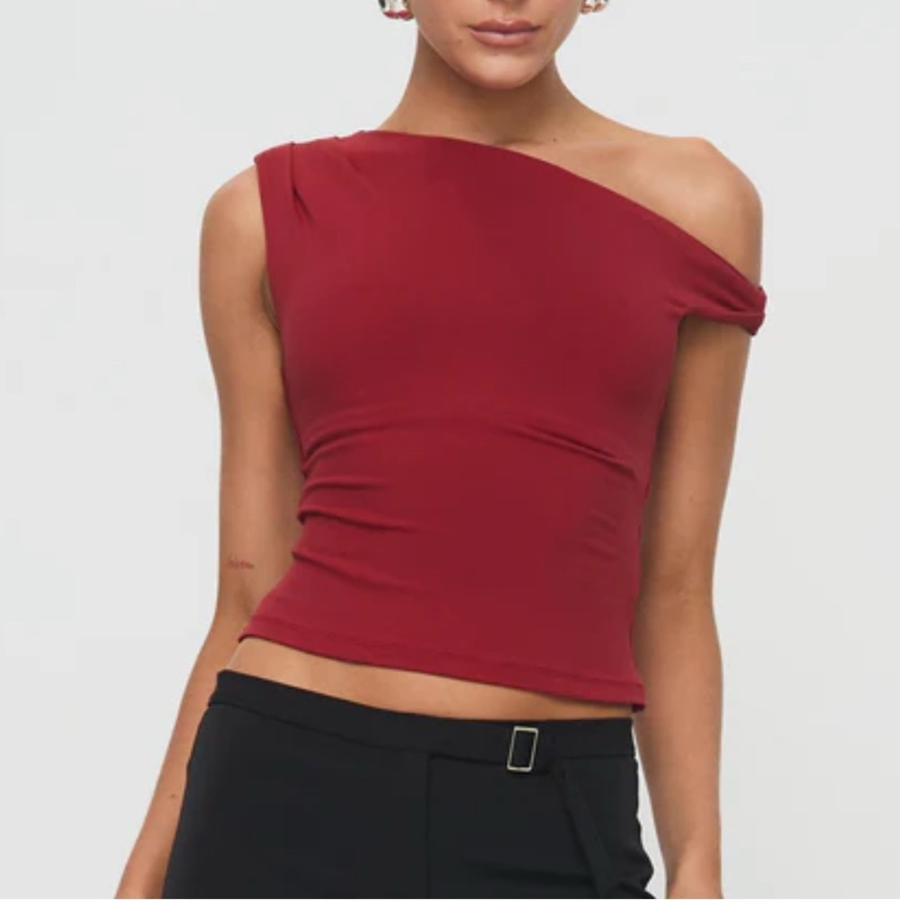 Princess Polly One-Shoulder Red Tank Top